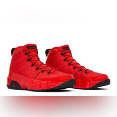 New Red Hot Chili Color Very Nice Retro9s Youth 5y Womens 6.0/6.5 Red Jordan Shoes With Abzorb Midsole, Red Jordan Sports Shoes With Abzorb Midsole, Red Jordan Shoes With Red Sole For Streetwear, Red Jordan Shoes With Cushioned Footbed For Streetwear, Red Lace-up Basketball Shoes With Rubber Sole, Red High-top Basketball Shoes With Abzorb Midsole, Red Basketball Shoes For Streetwear With Round Toe, Red Streetwear Basketball Shoes With Round Toe, Red Basketball Shoes For Streetwear