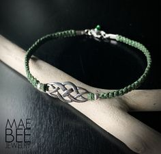 Sterling silver and Irish waxed linen Celtic Knot bracelet from JewelryByMaeBee on #Etsy. www.jewelrybymaebee.etsy.com Macrame Irish Knot, Celtic Bracelet Pattern, Scottish Jewelry, Celtic Fashion, Celtic Knot Bracelet, Celtic Clothing, Celtic Knot Jewelry, Diy Earrings Easy, Celtic Bracelet