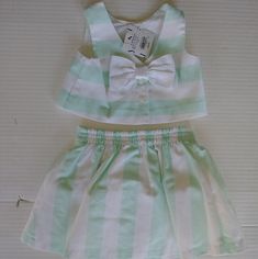 Nwt In Like New Condition Super Cute Stripes Has A Cute Bow Cute Striped Cotton Sets, Cute Spring Play Sets, Green Playtime Summer Sets, Playful White Sets For Spring, Casual Play Sets For Spring, Sleeveless Summer Play Sets, Green Playful Sets For Spring, Playful Spring Sets For Playdate, Cute Green Sets For Spring