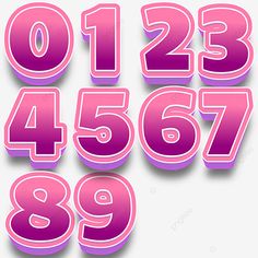 the numbers are pink and have different shapes