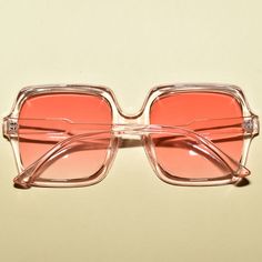 1970s Vintage DISCO Style Square Oversized Translucent - Etsy Vintage Square Frame Sunglasses For Spring, Retro Pink Square Frame Sunglasses, Retro Square Frame Sunglasses For Beach, Rectangular Clear Sunglasses For Summer, Translucent Sunglasses, Vintage Disco, Disco Style, San Gabriel, 1970s