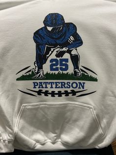 Personalized football hoodie Football Senior Night Hoodies, Football Hoodies Designs, Football Sweatshirt Ideas, Game Day Fan Apparel Hoodie With Drawstring, Game Day Hoodie With Drawstring Hood, Pre-shrunk School Spirit Hoodie For Sports Season, Team Spirit Hooded Hoodie For Fan Gear, Sports Season Hoodie With Team Logo For Sports Events, Sports Season Team Logo Hoodie For Sports Events