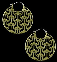 Geometric Gold Nickel-free Jewelry, Gold Geometric Nickel-free Jewelry, Nickel-free Geometric Gold Jewelry, Nickel-free Geometric Brass Earrings, Gold Geometric Brass Jewelry, Handmade Geometric Gold Earrings, Gold Geometric Jewelry With Matching Earrings, Geometric Brass Earrings, Isometric Design