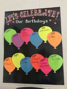 a birthday card with balloons on it and the words, let's celebrate our birthdays