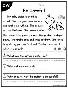 a worksheet for children to practice their reading skills