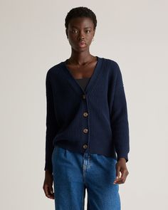 Discover the ultimate blend of comfort and sustainability with our 100% Organic Cotton Oversized Boyfriend Cardigan. This versatile piece effortlessly complements any outfit for everyday wear. Made from soft organic cotton, it's both eco-friendly and cozy. Complete with a button-down front and a classic fisherman stitch, this timeless cardigan is the perfect addition to any outfit. Looking for our cashmere iteration? Check it out hereAlso offered in sizes 1X-3X.  | Quince | Women's OverSized Boy Relaxed Fit Soft Knit Outerwear For Everyday, Everyday Relaxed Fit Soft Knit Outerwear, Soft Knit Relaxed Outerwear For Work, Relaxed Fit Soft Knit Outerwear For Work, Versatile Soft Knit Relaxed Fit Cardigan, Versatile Knit Outerwear With Relaxed Fit, Everyday Soft Knit Relaxed Fit Cardigan, Casual Knit Cardigan With Relaxed Fit, Relaxed Fit Knit Outerwear For Everyday