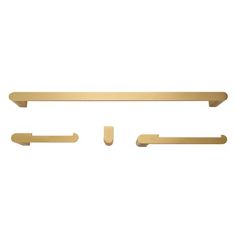 three brass handles on a white background