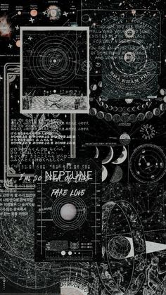 a collage of black and white images with different types of space related to them