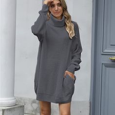 Grey Comfy Flattering Sweater Dress Oversized Gray Sweater, Gray Sweater Dress, Oversized Grey Sweater, Grey Sweater Dress, Gray Sweater, Sweater Dress, Long Sleeve Dress, Womens Sizes, Womens Dresses