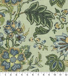 a blue and green floral print fabric