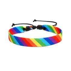 a rainbow colored bracelet with black beads