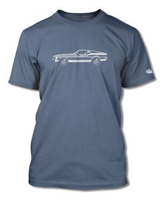 a blue t - shirt with an image of a car on it