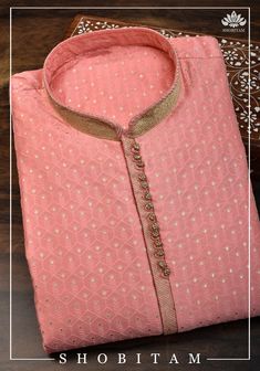 Item: Peach Kurta with Sandal PajamaDetailing around the neckline and sleeves is done. No Lining.Any celebration gets sweeter when it is done in ‘Desi’ style!Blending the best of tradition, trend, style, ease, and comfort, our men’s line comes in elegant hues that can brighten any occasion.You can wear this Kurta with the Pajama that it comes with or sport a casual Indo-Western look by pairing it over jeans!This Kurta in multiple sizes, please refer to the size chart below for actual garment mea Pink Brocade, Kurta Set For Men, Long Kurta, Mens Kurta Designs, Western Look, Trend Style, Indo Western, Kurta Designs, Kurta Set