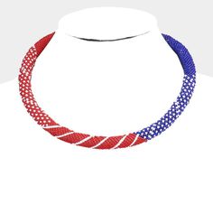 Seed Beaded Patriotic Pattern Necklace Necklace Size : 18" + 3" L Beading Necklace, Seed Beading, Beadwork Patterns, Seed Bead Necklace, Necklace Size, Necklace Sizes, Bead Necklace, Seed Bead, Pink Red