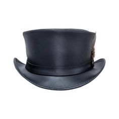 Description The Marlow Mens Leather Top Hat is handmade in the USA from 100% authentic top-grain cowhide leather. This mens top hat may not be cheap, but it’s the best leather top hat you can buy. Loved by Harley Davidson, motorcycle and steampunk subculture enthusiasts, this short crown, coachman style men’s biker top hat is for the man who isn’t afraid to stand out in a crowd. It is the highwayman; the gentleman-thief whose exploits are the stuff of song and story. Capture that essence in the Leather Top Hat, American Hat Makers, Steampunk Top, Steampunk Top Hat, Gothic Tops, Black Top Hat, Steampunk Hat, Harley Davidson Motorcycle, Mens Leather