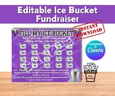 an ice bucket fundraiser flyer with the words fill my ice bucket