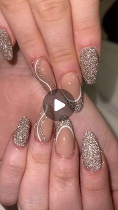 Reflective Nails, September 21, Bling Nails, Gold Nails, Almond Nails, Nail Designs, Glitter, Nails, On Instagram