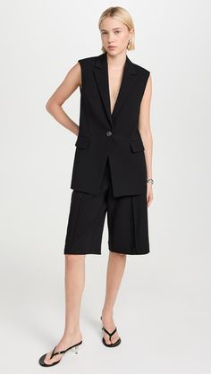 Vince Sleevless Blazer | Shopbop Vince Low, Vince Clothing, Low Rise Shorts, Tailored Shorts, Outfits 2022, Stretch Crepe, Pleated Shorts, High Rise Shorts, China Fashion