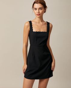 The Black Square Neck Lace Cami Midi Dress & Reviews - Black - Dresses | RIHOAS Tailored Clothes, Black Slip Dress, Square Neck Dress, Backless Mini Dress, Cute Summer Dresses, Black Square, Sleeveless Mini Dress, Lovely Dresses, Elegant Dress