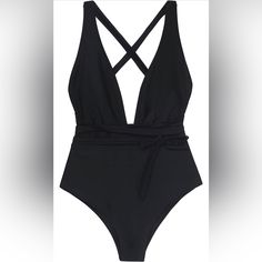 Cupshe Women’s One Piece Swimsuit Sexy Deep V Neck Bathing Suit Crisscross Back Self Tie Black Summer Black Cross Back Bodysuit, Cross-tied Backless Swimwear For Party, Backless Cross-tied Swimwear For Parties, Party Backless Cross-tied Swimwear, Cross-tied Backless Party Swimwear, Party Cross-tied Backless Swimwear, Black Crisscross Swimwear For Beachwear, Black Backless Swimwear With Crisscross Straps, Black V-neck Summer One Piece