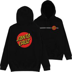 The Classic Dot hoodie from Santa Cruz features the classic Santa Cruz logo at the front and an even larger print at the back so you can make everyone aware of your love for Santa Cruz. Black Cotton Hoodie With Logo, Black Logo Hoodie With Crew Neck, Black Crew Neck Hoodie With Logo, Black Hooded Sweatshirt With Logo, Urban Black Logo Sweatshirt, Urban Style Black Logo Sweatshirt, Urban Black Sweatshirt With Logo, Black Hooded Hoodie With Logo, Black Logo Hoodie Sweatshirt