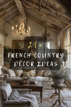 a living room with french country decor ideas