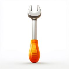 an orange and silver wrench on a white background