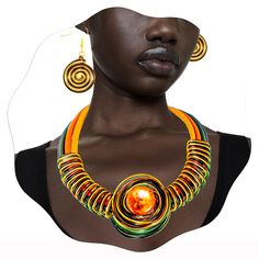 PRICES MAY VARY. African statement necklaces earrings set is crafted from bright color acrylic pedant and alloy, easy and comfortable to wear and take off,save your valuable time. ﻿ Pendant choker length is 20 inches long inclued 2.75 inches extend chain,Earrings length is:1.96 inches*1.18inches,the necklace is tailored to fit most women, ensuring a comfortable and flattering drape that complements a variety of necklines and body types.Eardrop length is inches,lightweight and shiny. Artful and A Black Nativity, African Inspired Jewelry, Runway Jewelry, Color Acrylic, Costume Jewelry Sets, Masquerade Costumes, Bib Collar, Pendant Choker, Statement Choker