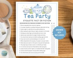 tea party etiquette fact or fiction on a table next to cups and saucers