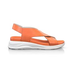 Chunky Sole Sandals 33875 | Girotti Orange Sport Sandals With Removable Insole For Summer, Orange Leather Sandals For Summer, Casual Orange Sport Sandals With Removable Insole, Orange Sandals With Leather Footbed And Round Toe, Orange Round Toe Sandals With Leather Footbed, Orange Leather Slip-on Sandals, Casual Orange Leather Sandals, Modern Leather Sport Sandals With Ortholite Insole, Modern Orange Sandals With Round Toe