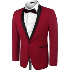 The red dinner jacket is a men’s formal wear staple. This tux jacket features a black shawl lapel. Free shipping is available all over the world. Red Tuxedo Blazer For Party, Classic Red Tuxedo With Suit Collar, Tailored Red Blazer With Lapel Collar, Tailored Red Outerwear With Suit Collar, Red Tailored Outerwear With Suit Collar, Tailored Red Suit, Red Semi-formal Blazer With Suit Collar, Red Tailored Tuxedo With Notch Lapel, Tailored Red Tuxedo With Suit Collar