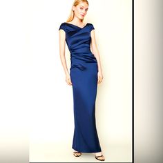 Talbot Runhof Royal Navy Stretch Duchesse Long Dress, Featuring Draped Sweetheart, Neckline And Bought Us, Caps Leaves, Sent Her Back, Zip, Fastening, Rear Vent And Fitted Silhouette Size 10 Composition : 75% Acetate, 22% Polymine, 3% Elastane Royal Blue Satin Dress For Formal Occasions, Elegant Royal Blue Satin Dress, Elegant Blue Formal Dress, Royal Blue Fitted Silk Dress, Formal Blue Satin Maxi Dress, Elegant Blue Evening Dress, Royal Blue Elegant Cocktail Dress, Blue Fitted Silk Maxi Dress, Fitted Blue Silk Maxi Dress