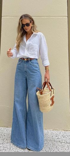 European Sweater Outfit, Office Outfit Spring 2024, Wide Leg Jeans Outfit Classy, Late 20s Style, Wedding Week Outfits Brides, Wide Leg Office Outfit, Trending Summer Outfits 2024, Aesthetic Office Outfit, Polished Casual Outfits