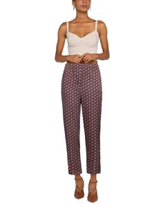 satin, geometric design, no appliqués, high waisted, regular fit, tapered leg, elasticized waist, multipockets , Color: Rust , Size: 12 Women Pants Casual, Tapered Legs, Geometric Design, Casual Pants, Casual Women, Pants For Women, High Waisted, Satin, Pants