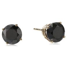 Lovely, elegant 1 cttw classic black diamond stud earrings in 14k white gold or yellow gold. The sparkling 2 round black diamonds are natural and heat treated and set in a prong setting. The height of the earring is 1/5 inch. The earring is secured by a post back clasp. Gift box is included with purchase of these diamond stud earrings. | Amairah 1 ct. t.w. Black Diamond Stud Earrings in 14K White Gold, Yellow Black Diamond Stud Earrings, Black Diamond Earrings Studs, Black Diamond Studs, Square Earrings Studs, Beaded Drop Earrings, Black Diamonds, Diamond Stud Earrings, Fashion Jewelry Earrings, Diamond Stud