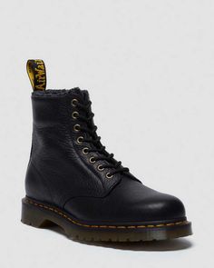 Find DR. MARTENS 1460 Faux Fur Lined Grizzly Leather Lace Up Boots on Editorialist. 1460 Faux Fur Lined Grizzly Leather Lace Up Boots Winter Leather Footbed Moto Boots For Streetwear, Women's Lace Up Boots, 1st April, Lace Up Boots Women, Black Dr Martens, Heeled Chelsea Boots, Yellow Heels, Leather Lace Up Boots, Black Chelsea Boots