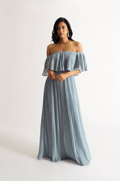 "You'Re A Free Spirit-And The Free Spirited Pleated Off Shoulder Tube Maxi Dress In Blue Was Made For You. With A Beautiful Pleated Skirt And An Off-The-Shoulder Silhouette, This Maxi Dress Billows And Flows As You Move. The Perfect Pick For A Summer Day Or A Warm Evening, This Dress Will Make You Feel Like The Beautiful Goddess You Are. Whether You'Re Strolling Through A Sun-Drenched Field Or Dancing The Night Away, You'Ll Be Sure To Turn Heads In This Stunning Dress." Off The Shoulder Flowy Dress, Tube Maxi Dress, Off The Shoulder Maxi Dress, Tube Maxi Dresses, Starry Nights, Chic Sandals, Beautiful Goddess, Free Spirited, Maxi Dress Blue