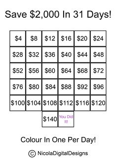 the $ 2 00 in 3 days color in one per day with numbers on each side