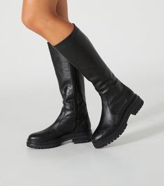 Wanda Black Venice Calf Boots | Boots | Tony Bianco USA Boot Aesthetic, Photo Moto, College Dress, Thigh High Boots Flat, Black Leather Knee High Boots, Shop Boots Online, Leather Combat Boots, Shop Boots, Embellished Heels