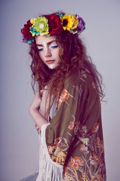 #BOHO Hair With Flowers, Wild Flower Arrangements, Bohemian Flower Crown, Bright Fabric, Flowers Crown, Trendy Eyeshadow, Wedding Halo, Crown Headpiece, Fall Flower Arrangements