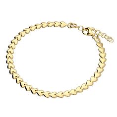 18ct Gold Vermeil Row of Hearts Bracelet - Rococo Jewellery Silver Eternity Ring, Hearts Bracelet, Sterling Silver Cross Necklace, Jewels Rings, Heart Chain, Gold Plated Bracelets, Sterling Silver Cross, Contemporary Jewellery, Silver Cross