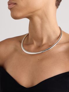 LIÉ STUDIO's 'The Elisa' choker has a sleek, modern feel, so it'll beautifully complement an array of outfits, from everyday to evening. It's cast from polished silver in a sculptural, open-ended shape and sits flat against the collarbone. Flat Dress Shoes, Gucci Eyewear, Raffia Bag, Silver Choker, Of Outfits, Open Ended, Fine Watches, Ski Wear, Pump Sandals