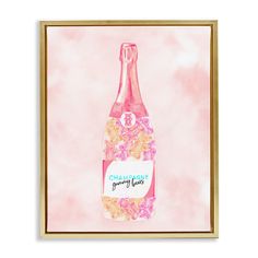 a painting of a pink champagne bottle