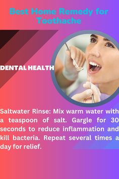 A good dental care routine and the proper home remedies for cavities can keep cavity-causing bacteria under control. Home Remedies For Cavities, Dental Health, Reduce Inflammation, Cavities, Dental Care, Care Routine, Home Remedies, Warm Water, Canning