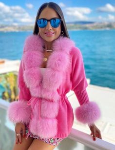 Triko jacket with Natural Fox fur details Details: Color: hot pink Natural Fox fur collar Material: Triko Fully Lined Delicate Dry Clean Protect accessory before washing Custom/ made-to-order item Designed in Italy Not sure about your size? Please use the size chart or use our live chat for better help! one size Ask us for real photos and videos so you can check the quality you are receiving. No return and exchange only in size . Pink Winter Outerwear With Feather Trim, Pink Faux Fur Outerwear With Fur Trim, Pink Hooded Fur Coat With Faux Fur Trim, Luxury Fluffy Long Sleeve Outerwear, Winter Pink Fluffy Fur Coat, Trendy Pink Faux Fur Coat, Luxury Long Sleeve Fluffy Outerwear, Luxury Long Sleeve Outerwear With Feather Trim, Luxury Fur Coat With Feather Trim