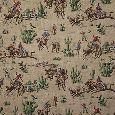 a fabric with cowboy images on it