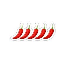 four chili peppers stickers on a white background