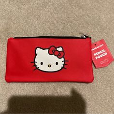 Cute Little Pouch! Brand New With Tags Red Zipper Pouch Pencil Case For School, Red Pencil Shaped Pencil Case Gift, Red Pencil-shaped Pencil Case For Gift, Red Pencil-shaped Pencil Case Gift, Red School Pencil Case, Red Pencil-shaped Pencil Case For School, Red Pencil-shaped School Pencil Case, Hello Kitty Pencil Case, Sanrio Pencil