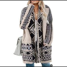 Nwt Lucky Brand Beige Tan And Navy Blue Aztec Tribal Pattern Open Longline Cardigan, Sz S/P. Brand New And Never Worn. Super Cute Pattern, Great Go-To Cozy Piece. Never Worn. Features: Machine Wash Measurements In Inches: Shoulder To Shoulder: 25 Armpit To Armpit: 22 Waist: 40 Hip: 40 Length: 30 Casual Outerwear With Fair Isle Pattern, Casual Fair Isle Pattern Outerwear For Layering, Casual Fair Isle Outerwear For Layering, Casual Fair Isle Sweater Coat, Beige Long Sleeve Outerwear With Fair Isle Pattern, Beige Fair Isle Patterned Long Sleeve Outerwear, Beige Fair Isle Long Sleeve Outerwear, Casual Beige Cardigan With Fair Isle Pattern, Bohemian Winter Cardigan