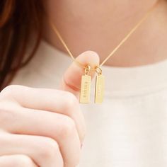 Addison Two Name Pendant – Brook & York Everyday Pendant, Name Pendant, Gold Plated Silver, Silver Roses, Silver Rose Gold, Name Necklace, Spring Rings, Rose Gold Plates, Gold Vermeil